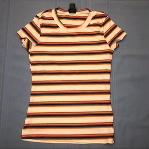 White Multi-Colored Striped Shirt